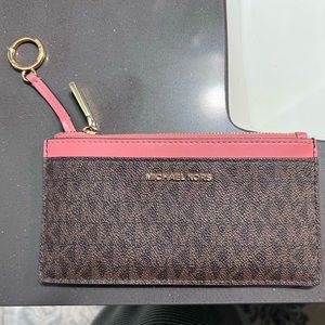 Michael Kors Pink and Brown Wristlet Wallet